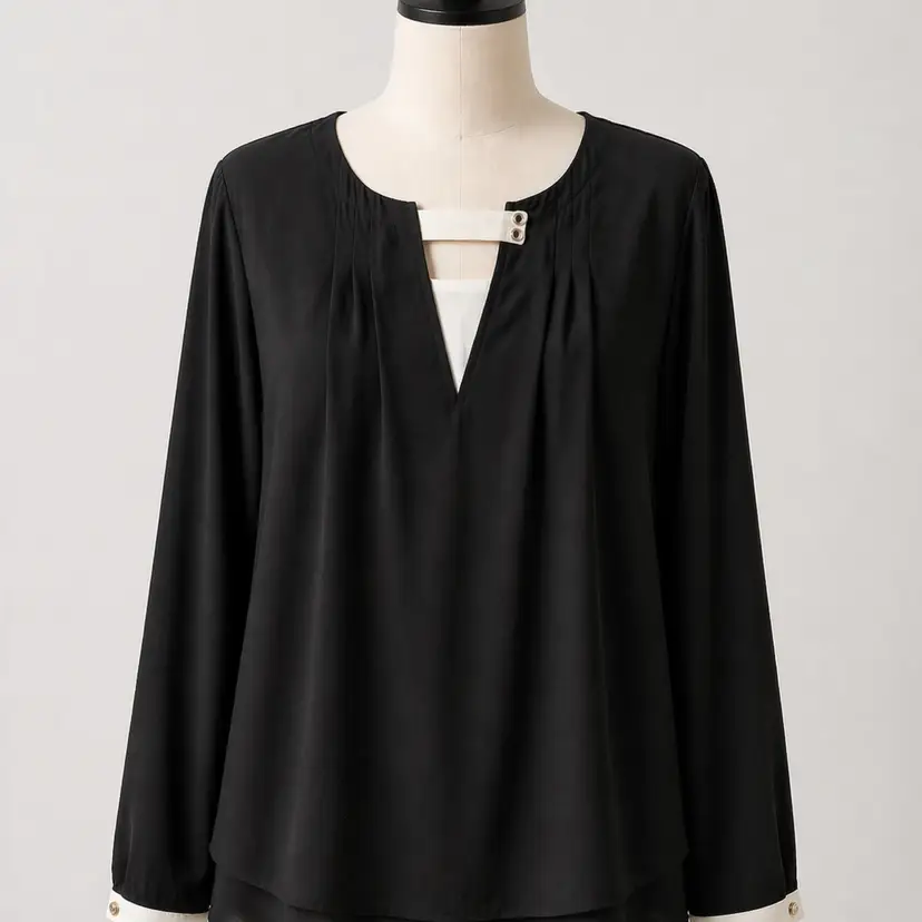 Tribal Boutique Brand Blouse Size L Black And White