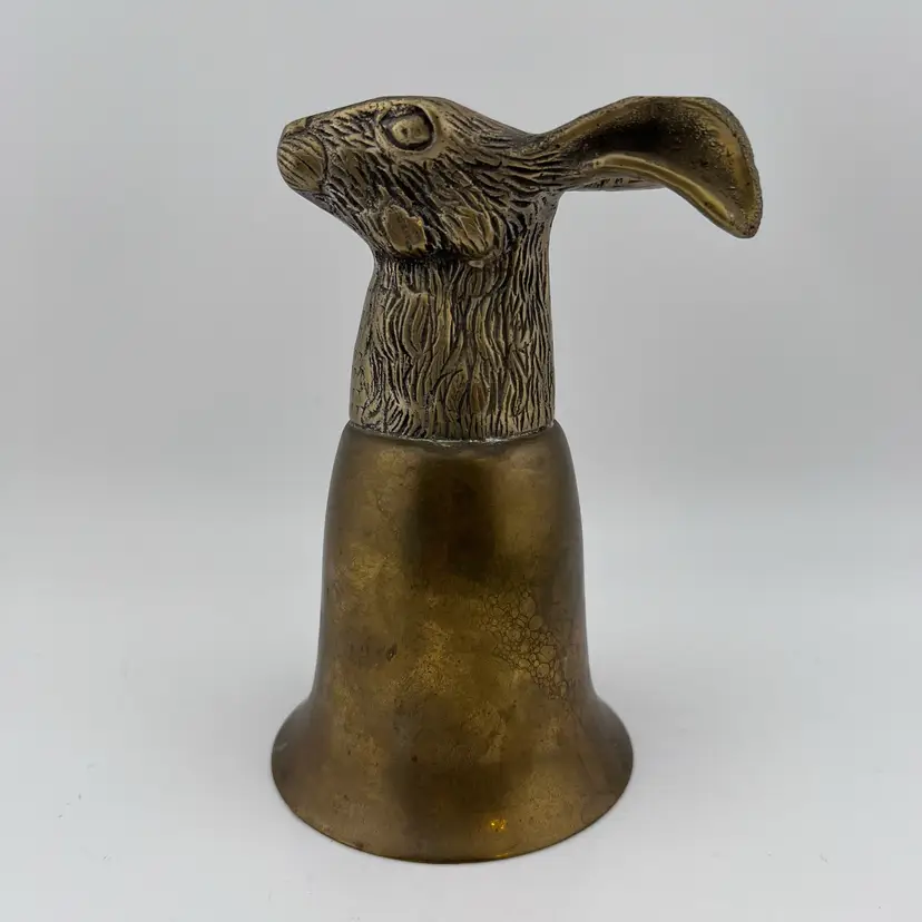 Vintage Brass And Silver Plated (Interior) Rabbit Stirrup Cup 5.5”