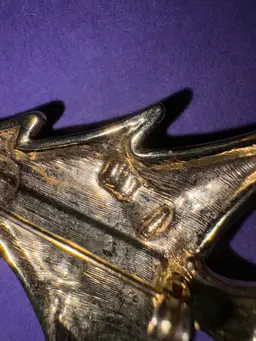 Vintage Christmas Tree Brooch ~ Gold Tone & Green Enamel Tree With Santa, Snowman And Reindeer ~ Glittery