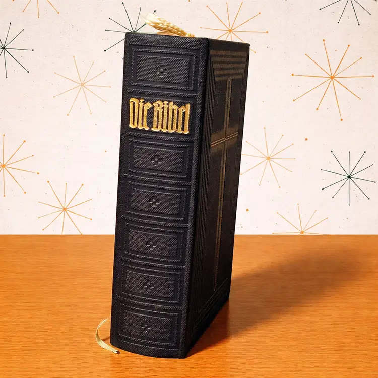 1932 German Bible Martin Luther Stuttgart Confirmation Book Black Hardcover Maps