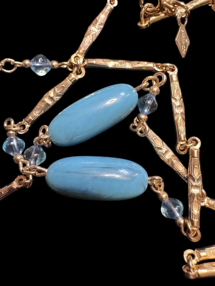 Sara Coventry Blue Bead Necklace 32”