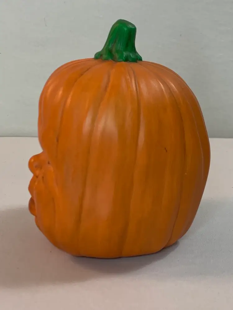 Vintage 1970 Grandma Willie Pumpkin Baby Face Ceramic Halloween Folk Art Figure 5.5"