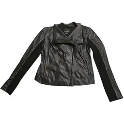 Trouvé Black Asymmetrical Zip Women's Moto Authentic Leather Jacket Size S Biker