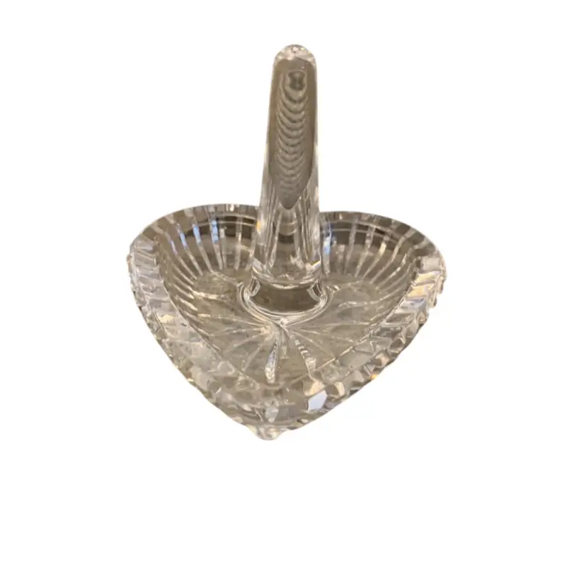 Ring Holder Heart Shaped Crystal 3 X 3 X 2 1/2 Inches