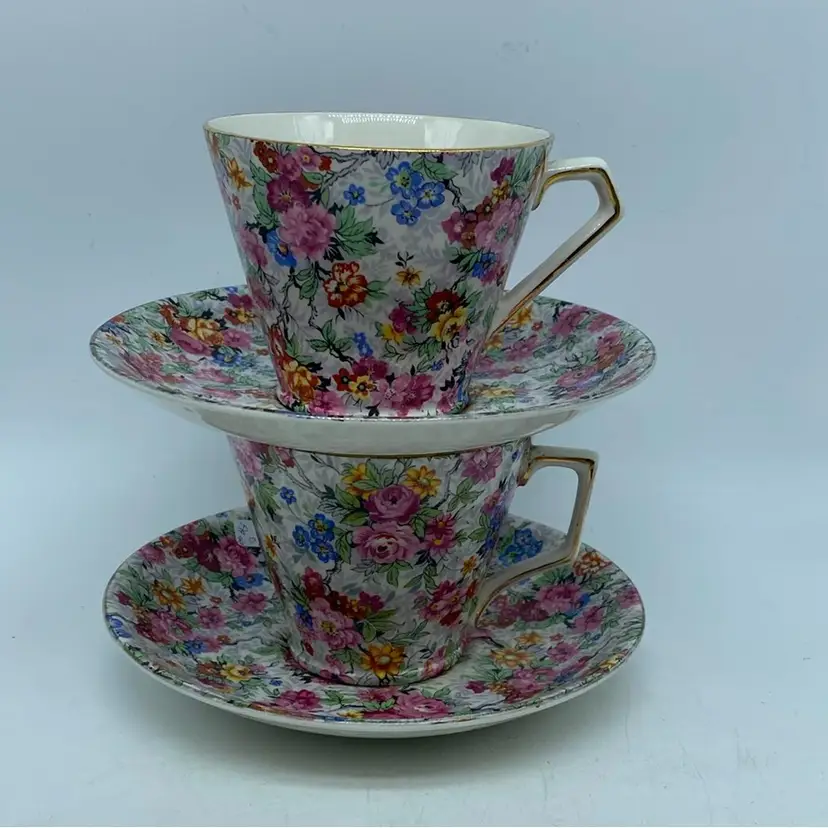 #3708 Pair Marina Pattern Lord Nelson Cups And Saucers