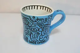 Enesco Billy the Artist Blue Black Eyes Wide Open Coffee Tea Mug Cup RARE OOAK