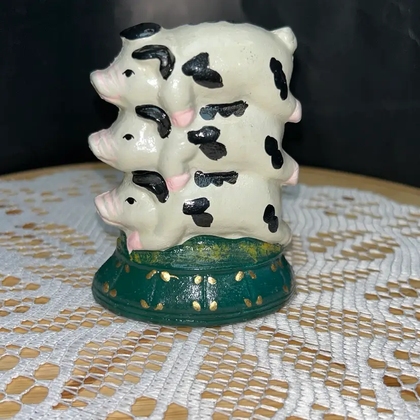 Vintage Small Cast Iron Piggy Stack Door Stop