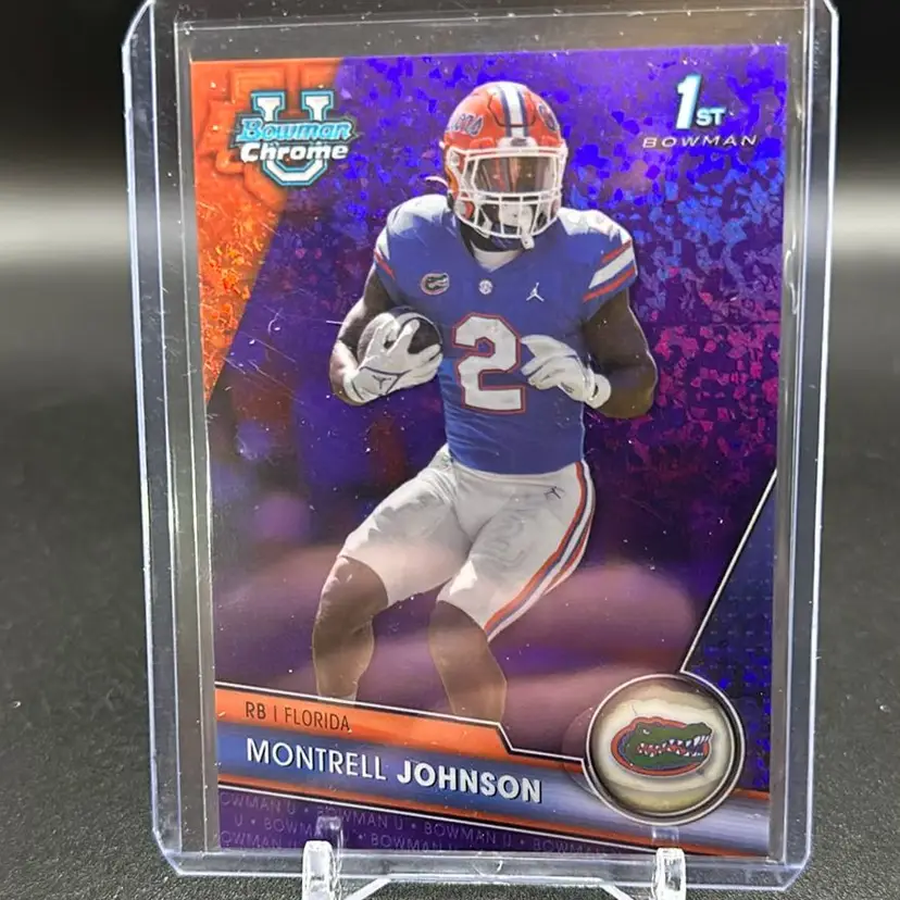 Montrell Johnson 2023 Bowman Chrome U 1st Purple Mini Diamond /399 Florida Gators