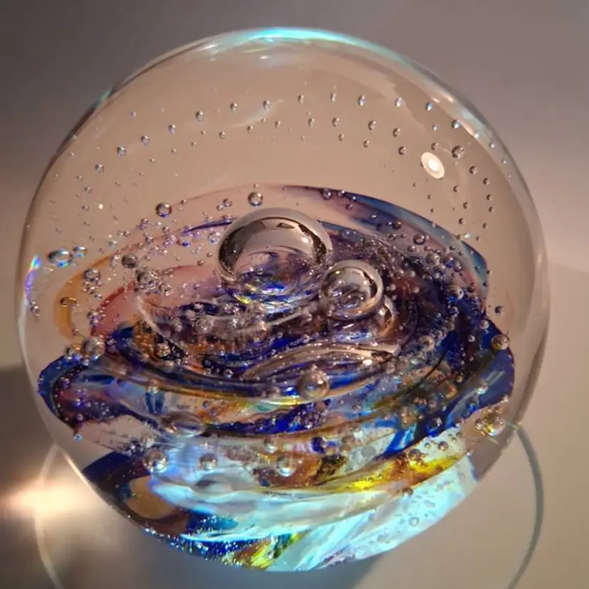 STUNNING, RARE, 1997 SELKIRK GLASS, SCOTLAND, KENNETH SCOTT 'SPECTRUM' MAGNUM PAPERWEIGHT