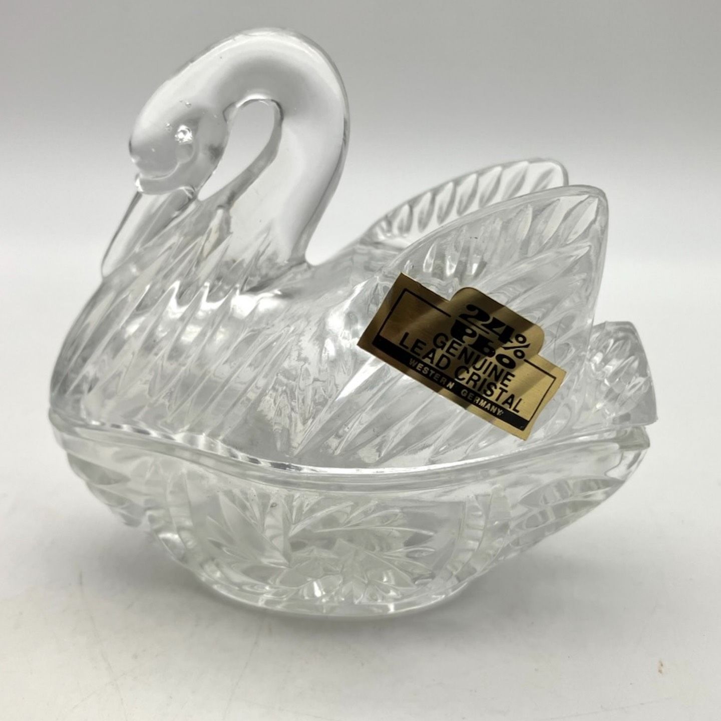 Niknax · 26 - Vintage Clear Lead Bavarian Crystal Swan On Nest