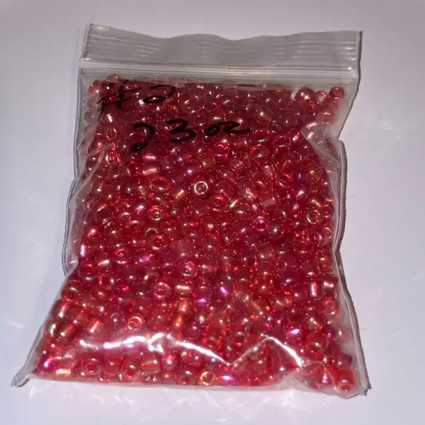 Red Iridescent Beads 2.3  Oz