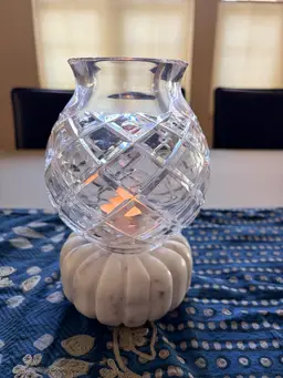 Marble And Crystal Hurricane Candle Holder