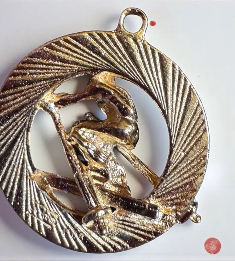 Vintage Gold Plated Skier Skiing Charm Pendant