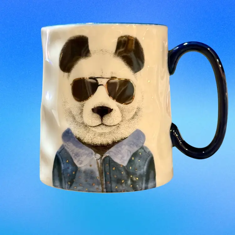 Signature Housewares Hipster Panda Bear with Glasses Ceramic 14oz Coffee Mug 14oz