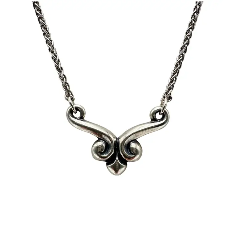 James Avery Retired Scroll Pendant Necklace 925 Sterling Silver Signed Spiga 16" B25