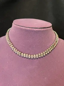 43. Vintage Duane Rhodium Plated 19” Glass Rhinestone Necklace