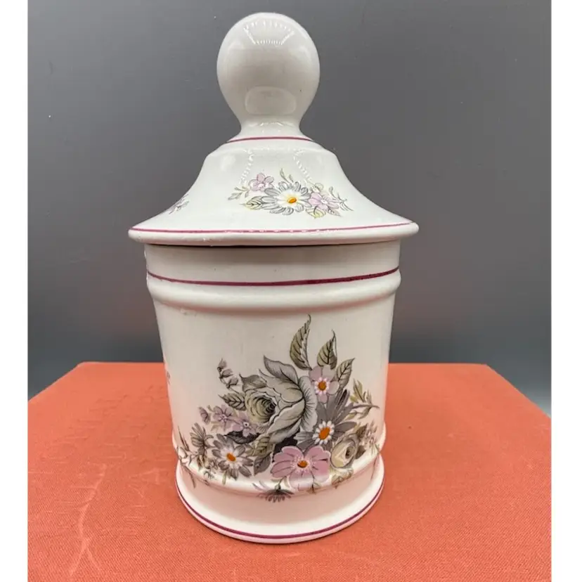 Vintage James Kent Old Foley Staffordshire Floral Lidded Jar - 6" x 3" - England