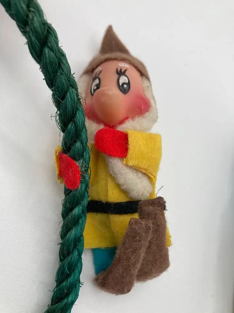 Vintage Seven Dwarfs Ornaments On Green Rope