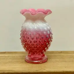 Fenton Cranberry Opalescent Ruffled Mini Vase