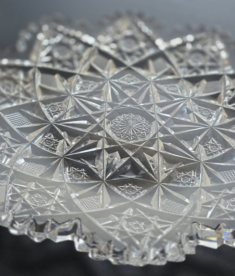 Signed Hawkes 7" cut glass dish