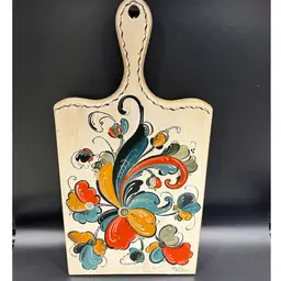 Vintage Hand Painted Cutting Board- Wall Art- Signed By Arleen Michaels, a Grand Rapids MI Artist - 1978- 13.5” Long, 7” Wide