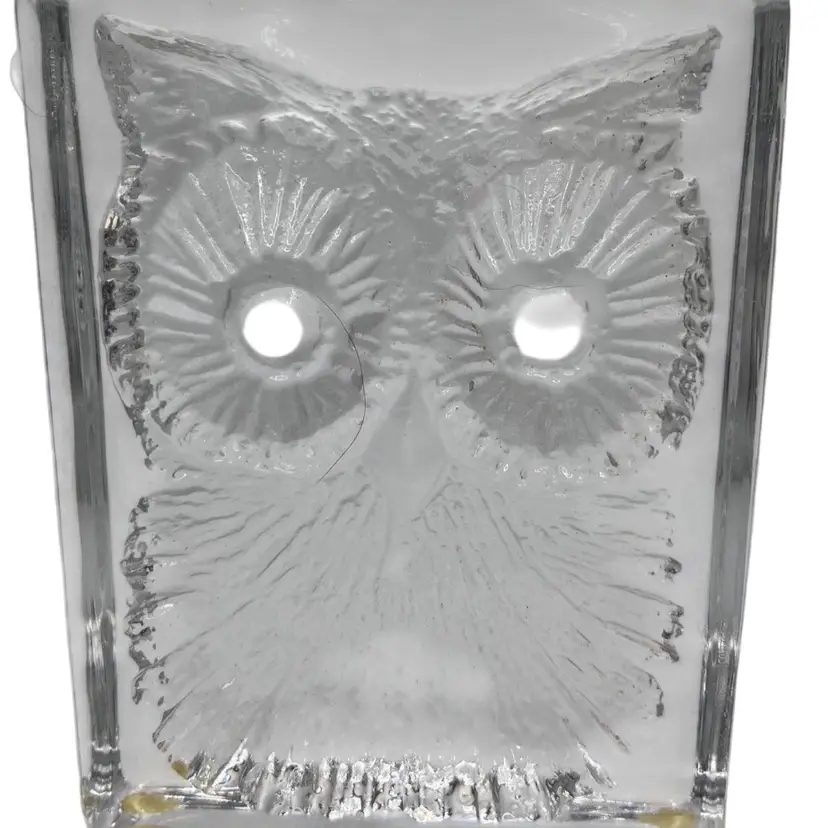 Vtg Daum Crystal Owl Art Glass Paperweight Signed Daum From France