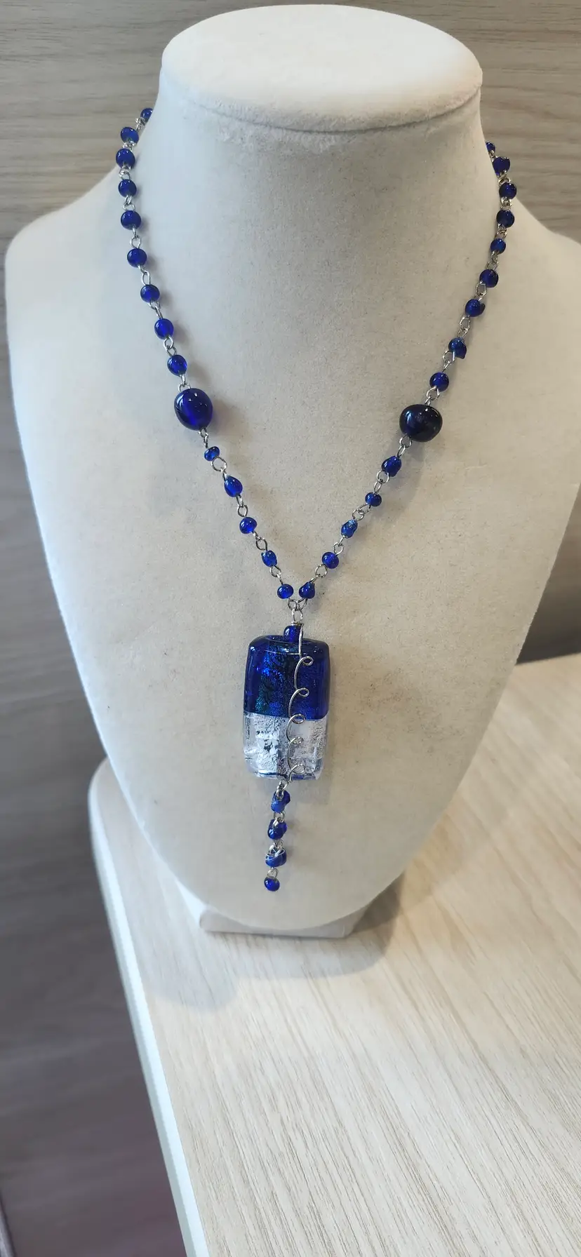 Artisan Blue Glass Bead Necklace