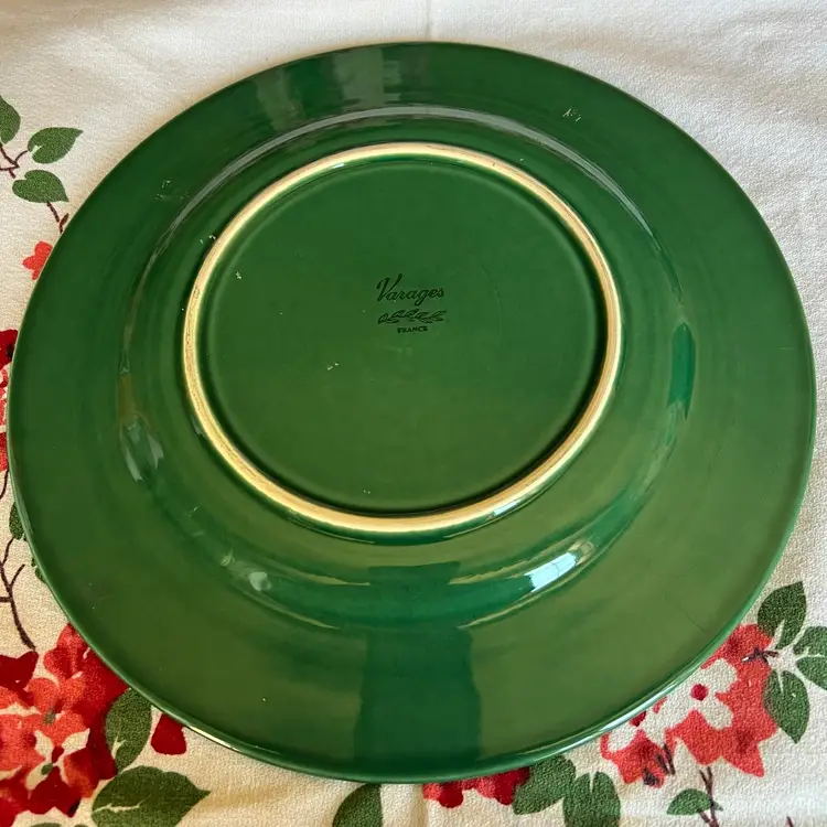 MCM French Varages Green Embossed Ivy Dinner Plate 10.25" Vintage