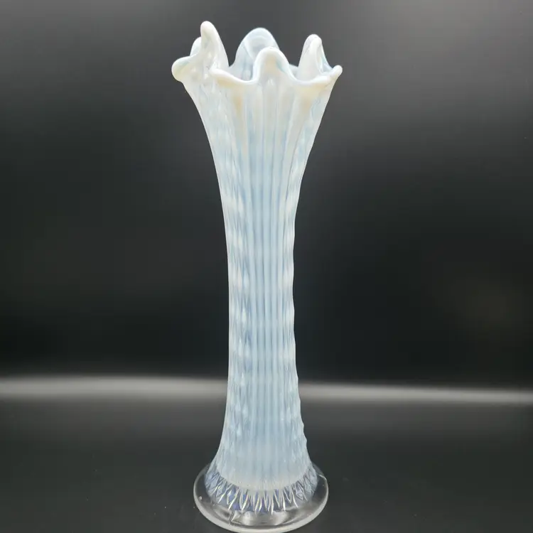 Antique Fenton Diamond Point Columns Opalescent Vase
