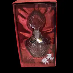 Bohemia Czech Republic Lead Crystal Perfume Bottle In Original Box  Bottle 3.5” Topper 4”