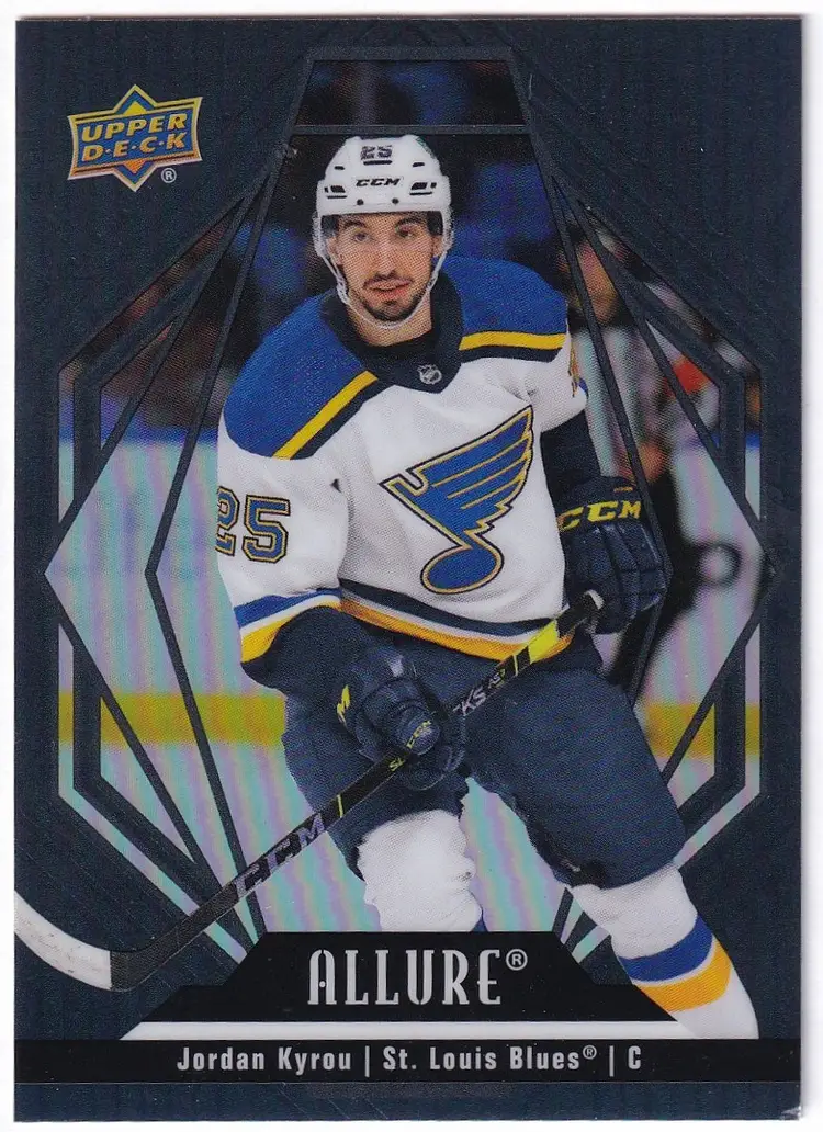 2022-23 Upper Deck Allure Autographs Red Rainbow #73 Jordan Kyrou St Louis Blues Hockey Card