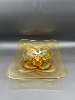 Possibly Viking Amber Square Footed Bowl