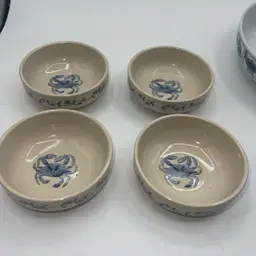 Nantucket Stoneware Coastal BEACHY CRAB Bowl Set Butter Serving Dish Set Of 4