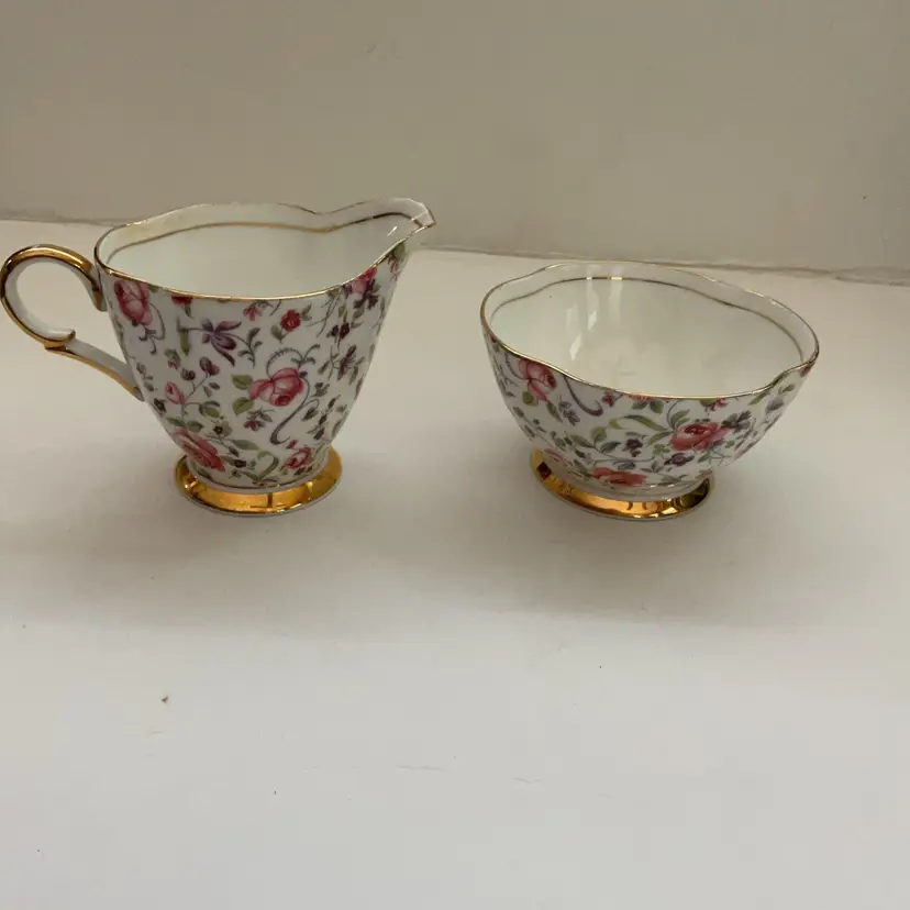 Clarence China Chintz Sugar And Creamer