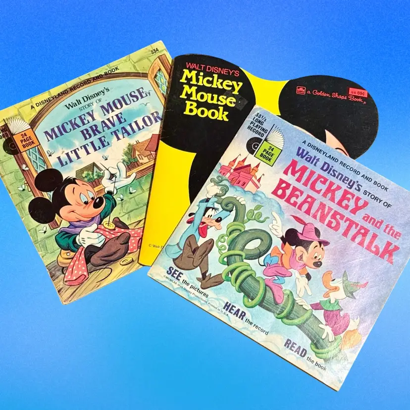 Vintage Softcover Mickey Mouse Children’s Books Bundle (3) (KK)