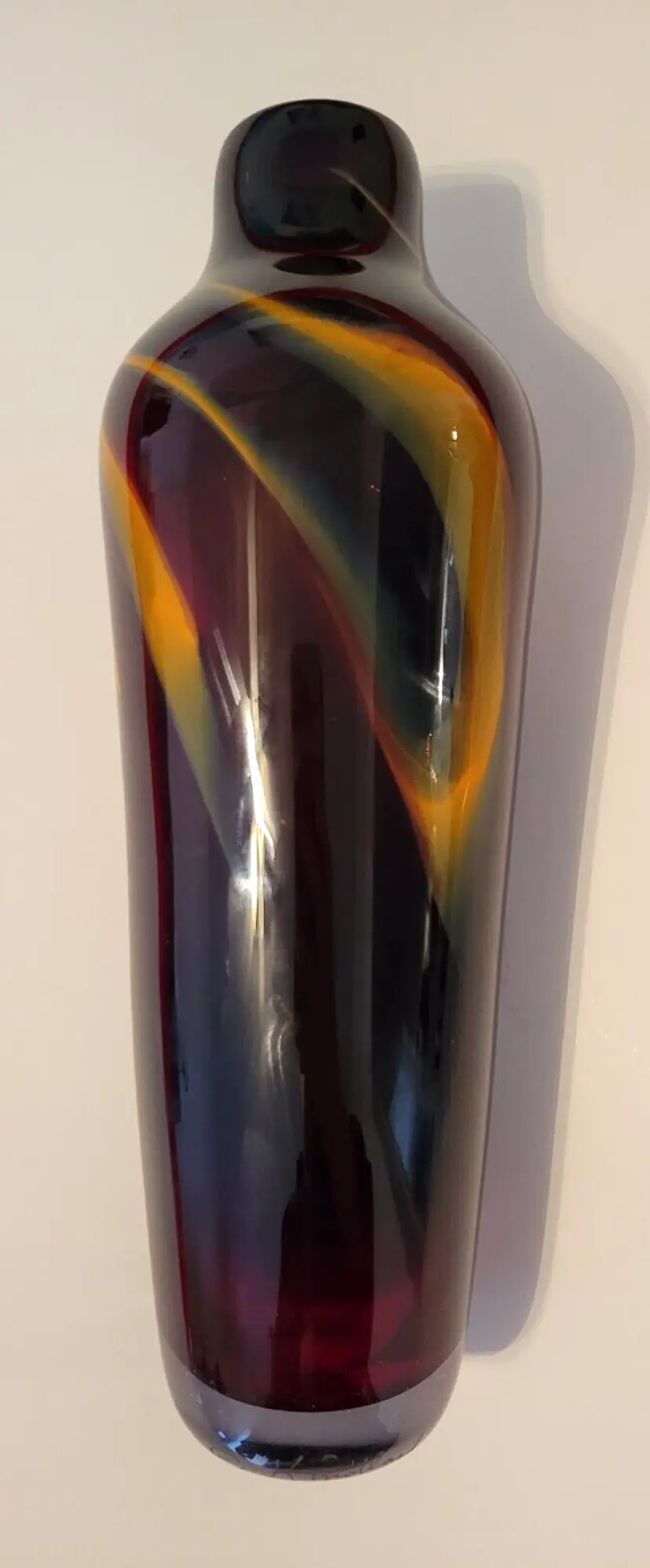 12.5 Inch Hand Blown Glass Vase Signed Suzanne Kindland Icefire Studios