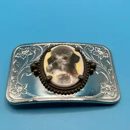 Beautiful Poodle Belt Buckle Silver Tone
