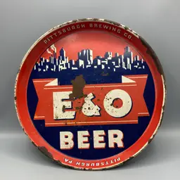 Vintage Metal Pittsburgh Brewing E&O Beer Advertising Serving Tray - AS IS
