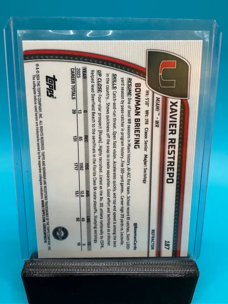 Xavier Restrepo 1st Bowman Chrome U Refractor Tennessee Titans