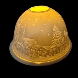 Hellmann Versand Starlight Porcelain Tea Light Holder Christmas Market 3” x 4.25”