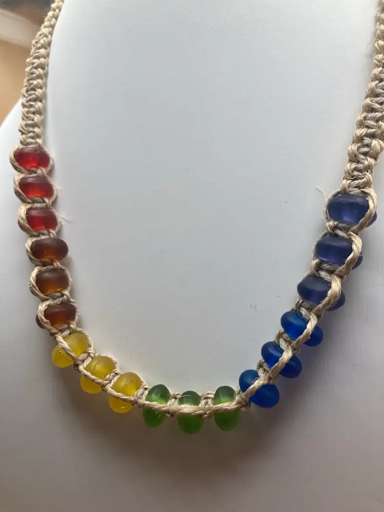 Glass Rainbow Hemp Necklace