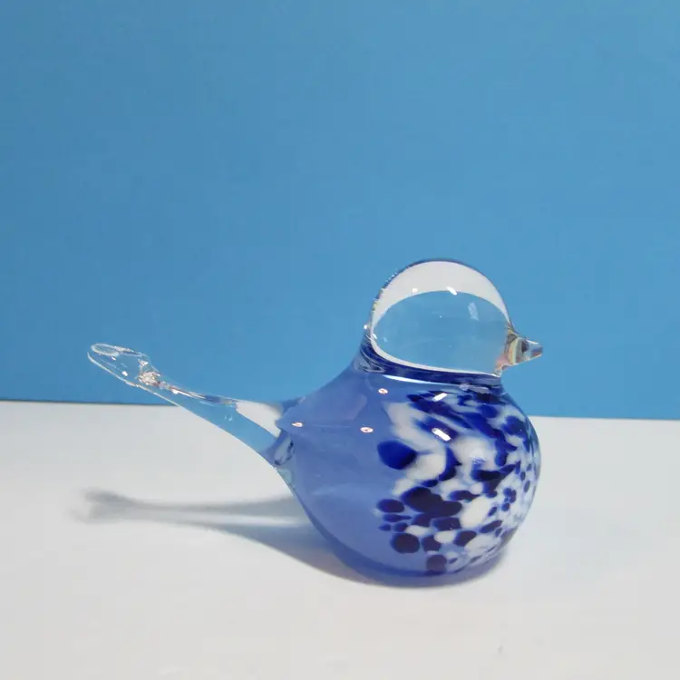 vintage glass blue swirl art glass bird figure
