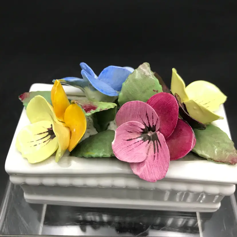 Vintage Fine Bone China Floral Bouquet of Pansies Crown Staffordshire *Minor Chip*