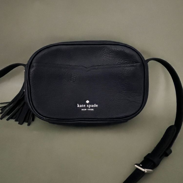KATE SPADE NY Kourtney Blue Pebbled Leather Camera Crossbody Bag