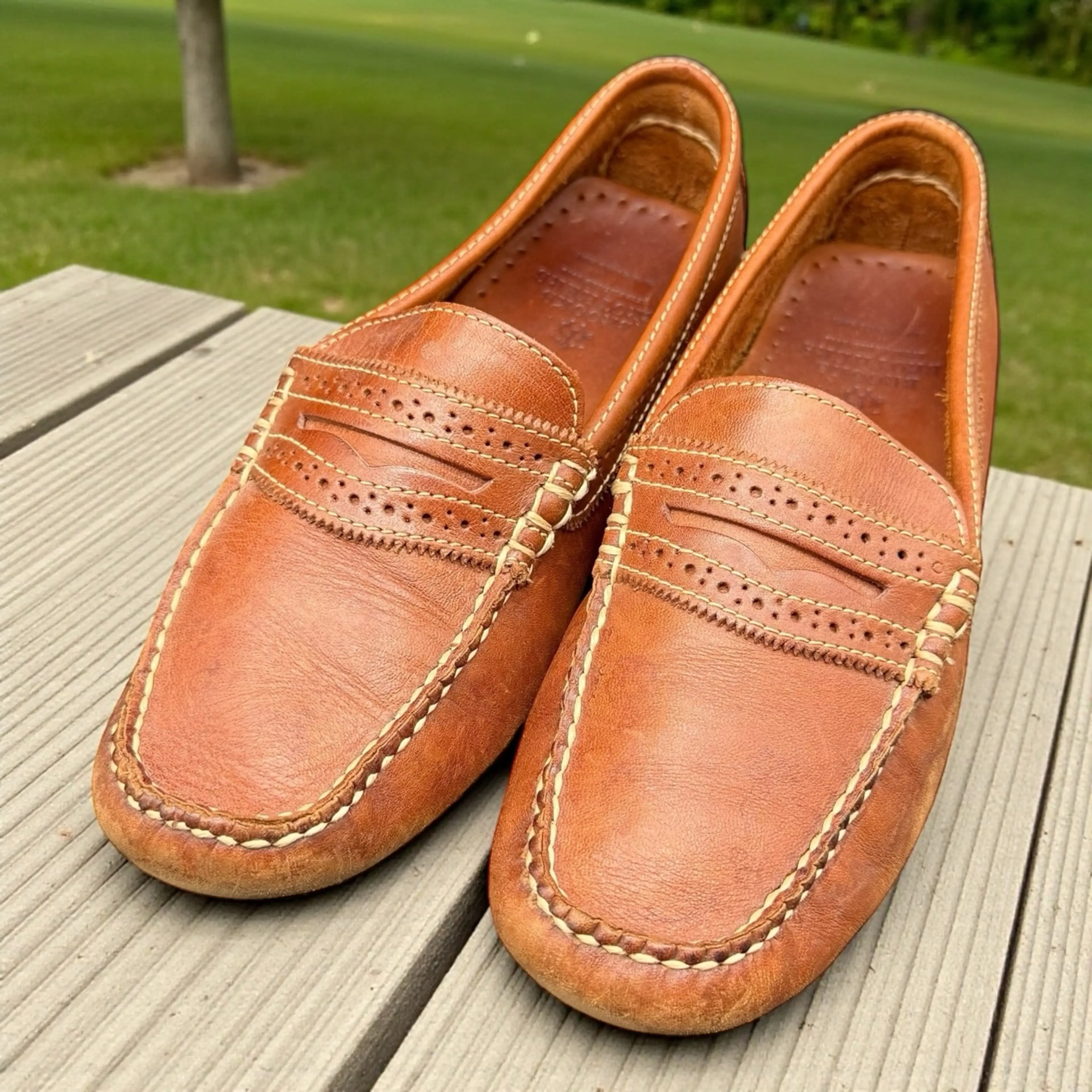 Brooks Brothers Women's Size 7.5 Brown Leather Driving Shoes Penny Loafers Flats
