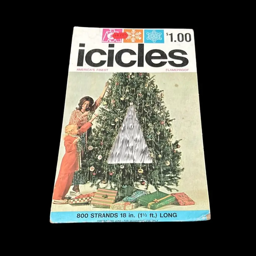 Vintage MCM Silver Christmas Tree Icicles ~ Marathon Franke Co. Baltimore, MD, USA ~ 800 Strands, 18" ~ New & Unopened