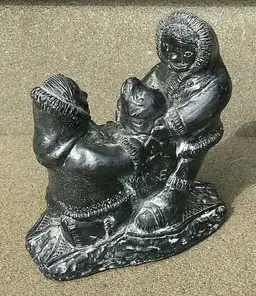 Wolf Original Sculptures Two People Playing with Seal Canada