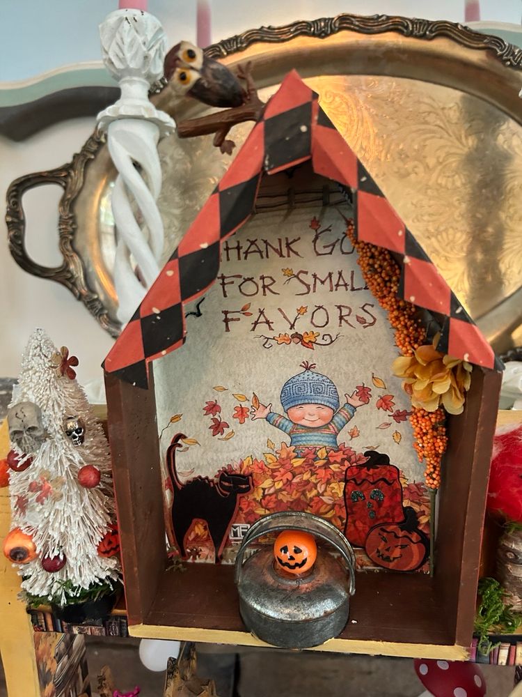 Handmade Halloween Shelf With Ghostly Miniatures