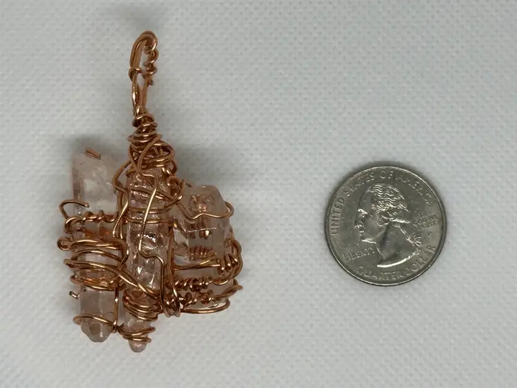Charged Triple Quartz Copper Wire Pendant