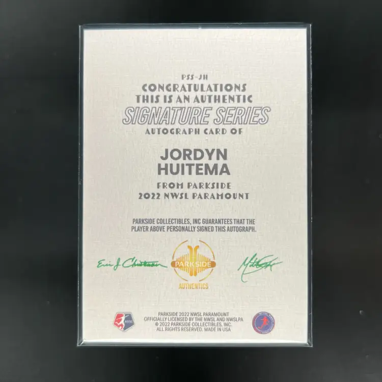 Jordyn Huitema 2022 NWSL Parkside Paramount Autograph Soccer Card